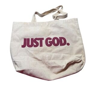 God Is Dope Tote Bag Q-Tees Canvas Cream Burgundy Graphic Just God Religious SEO